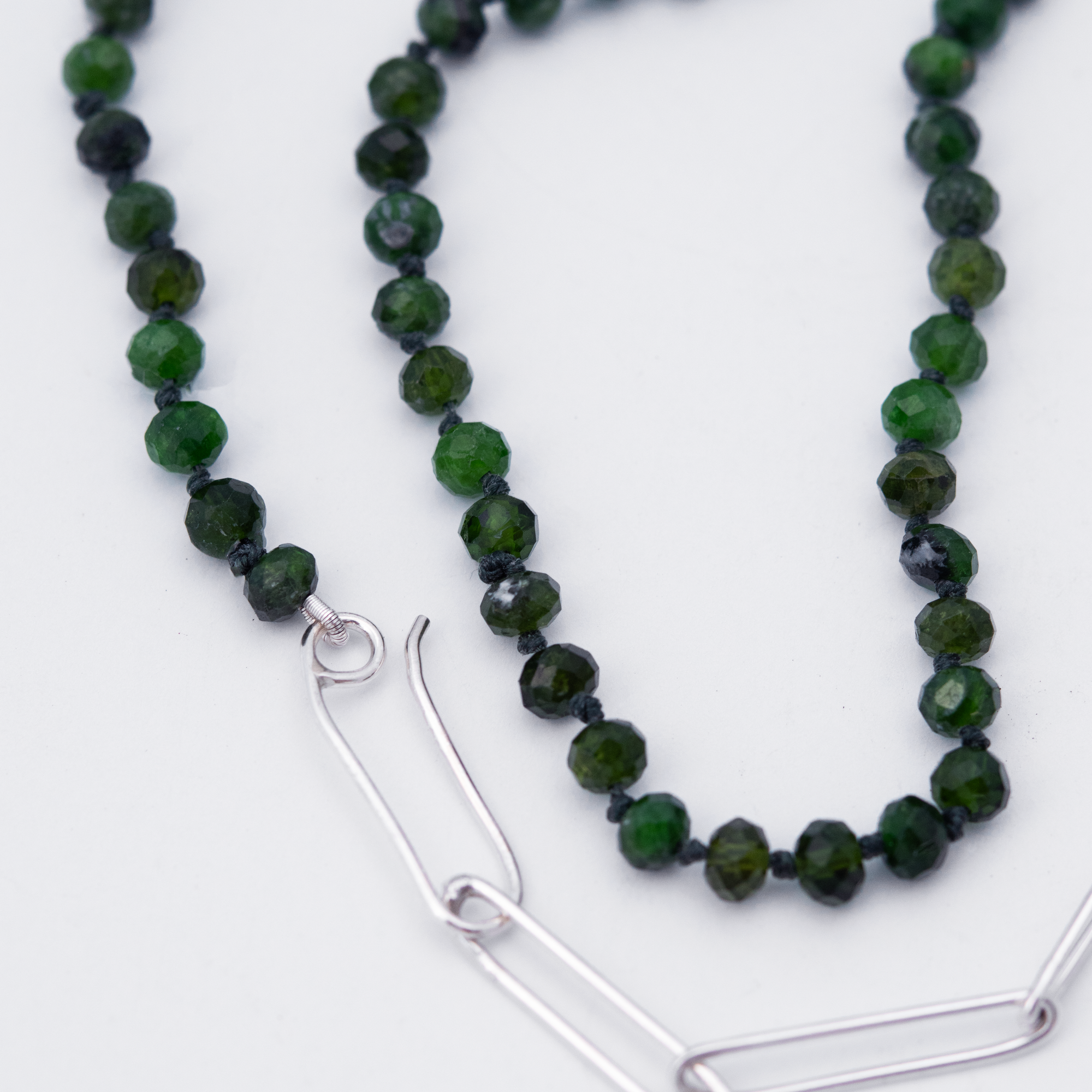 Chromium Diopside + Paperclip Chain Necklace