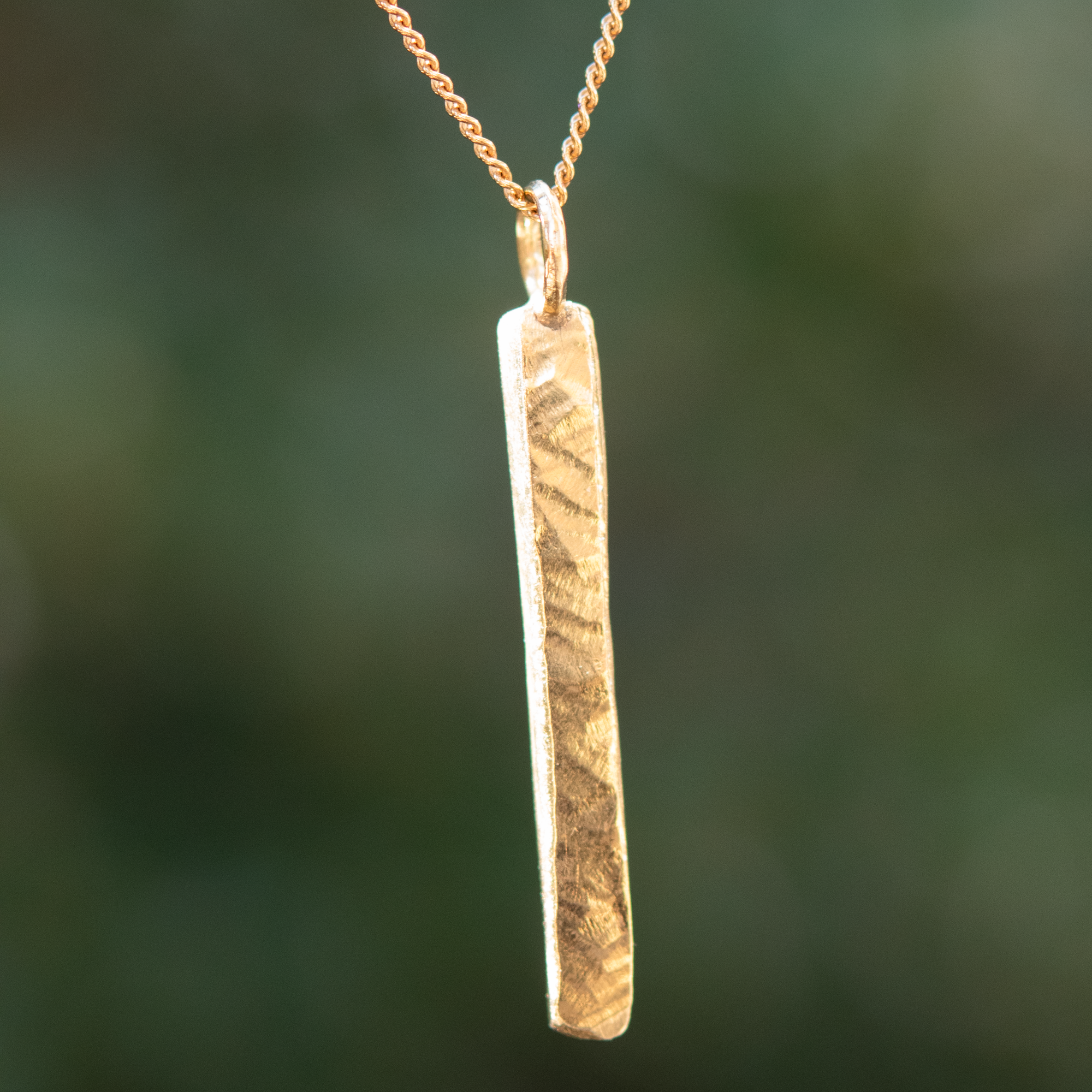 Hammered Gold Bar Necklace