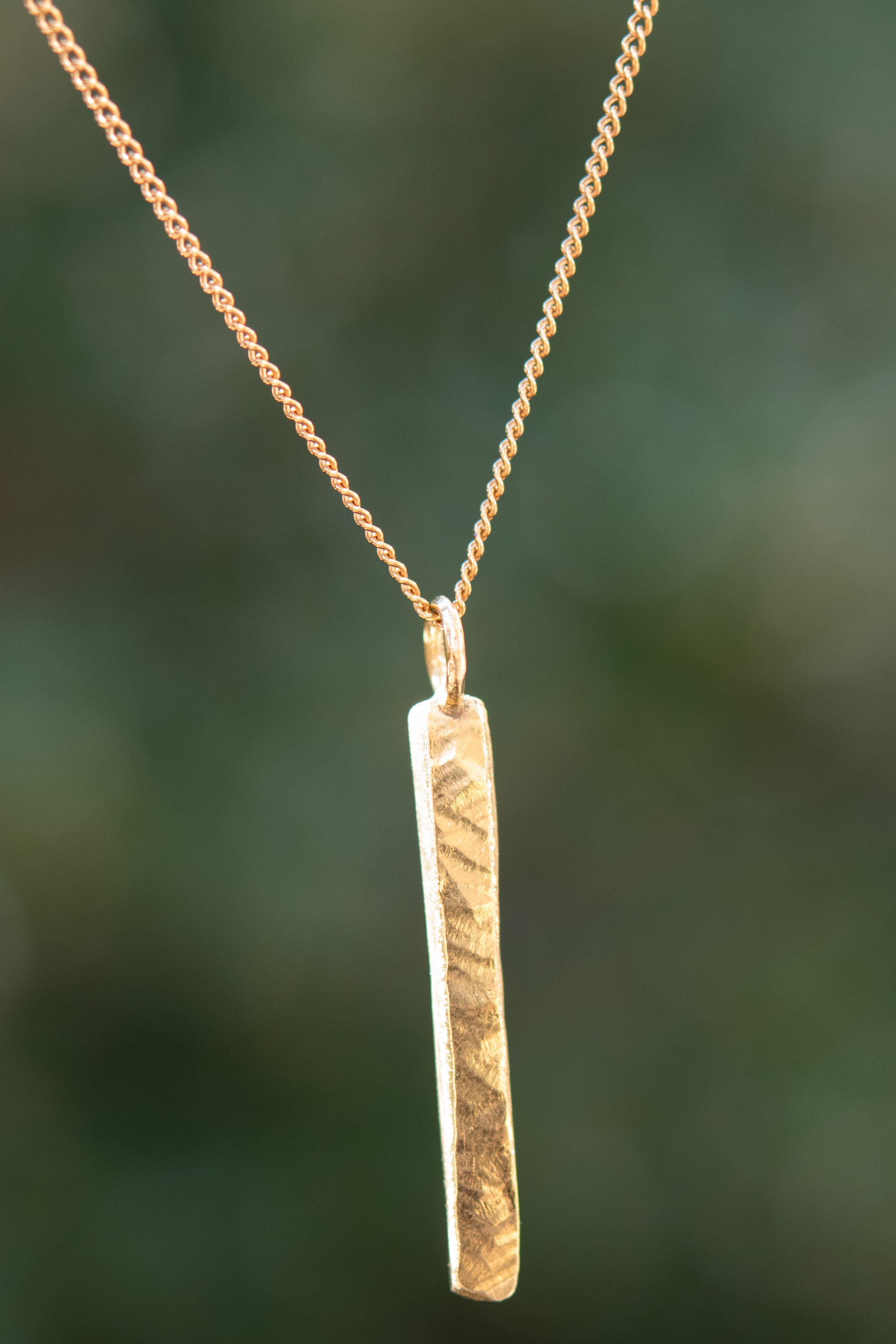 Hammered Gold Bar Necklace