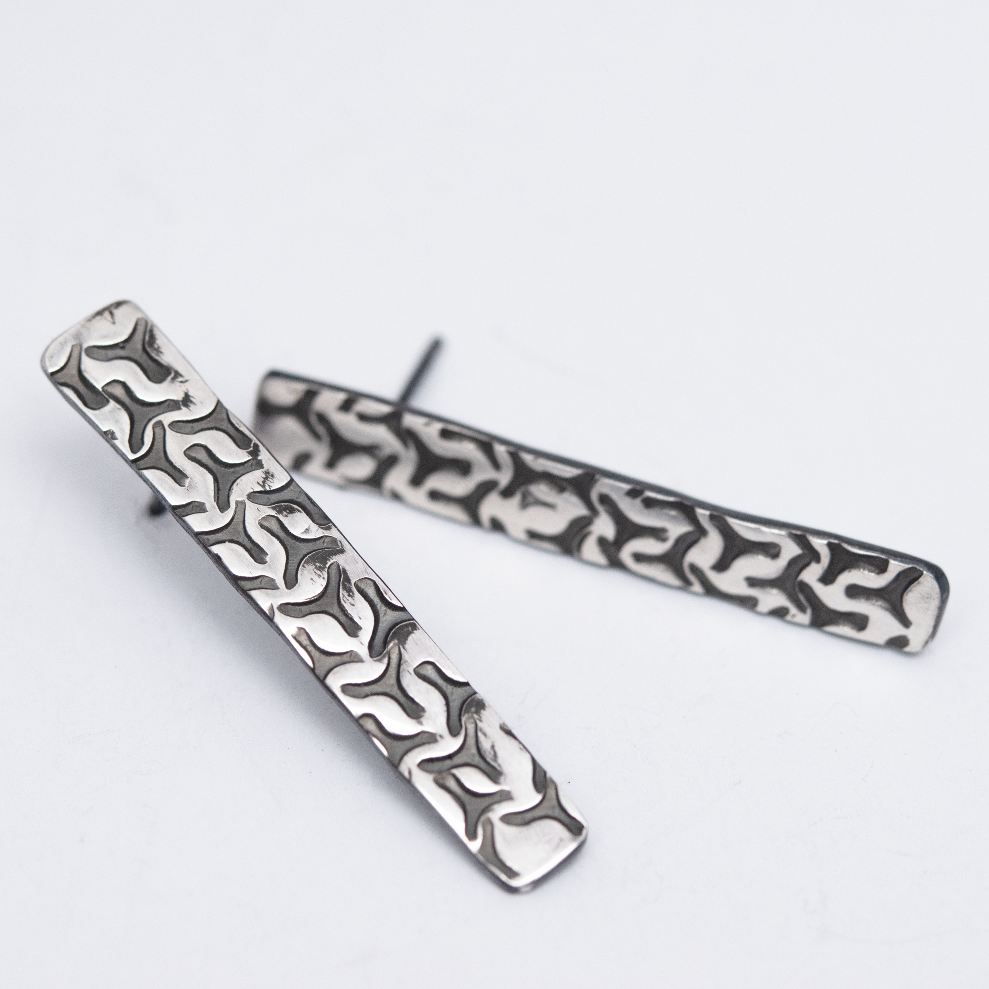 Stamped Long Bar Earrings