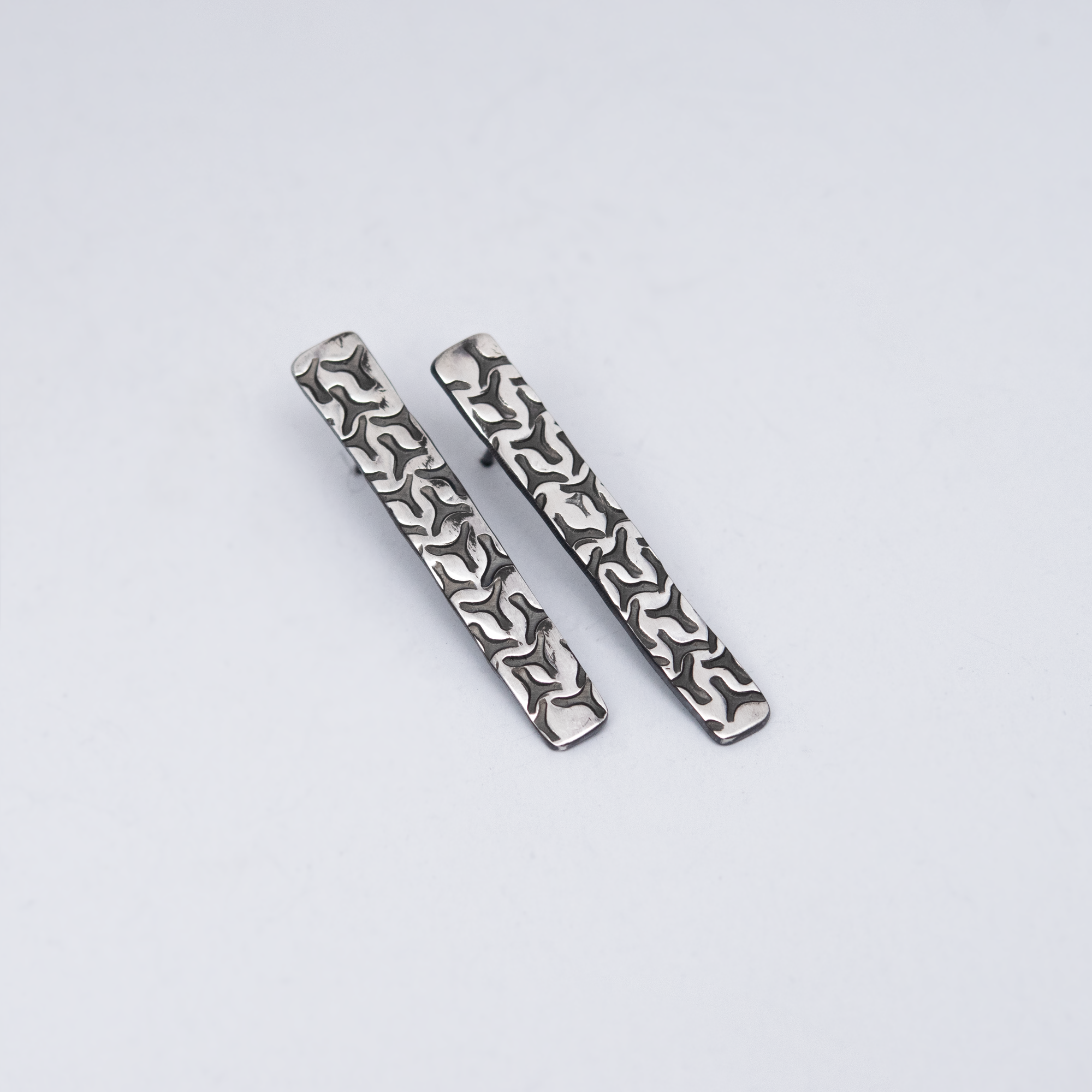 Stamped Long Bar Earrings